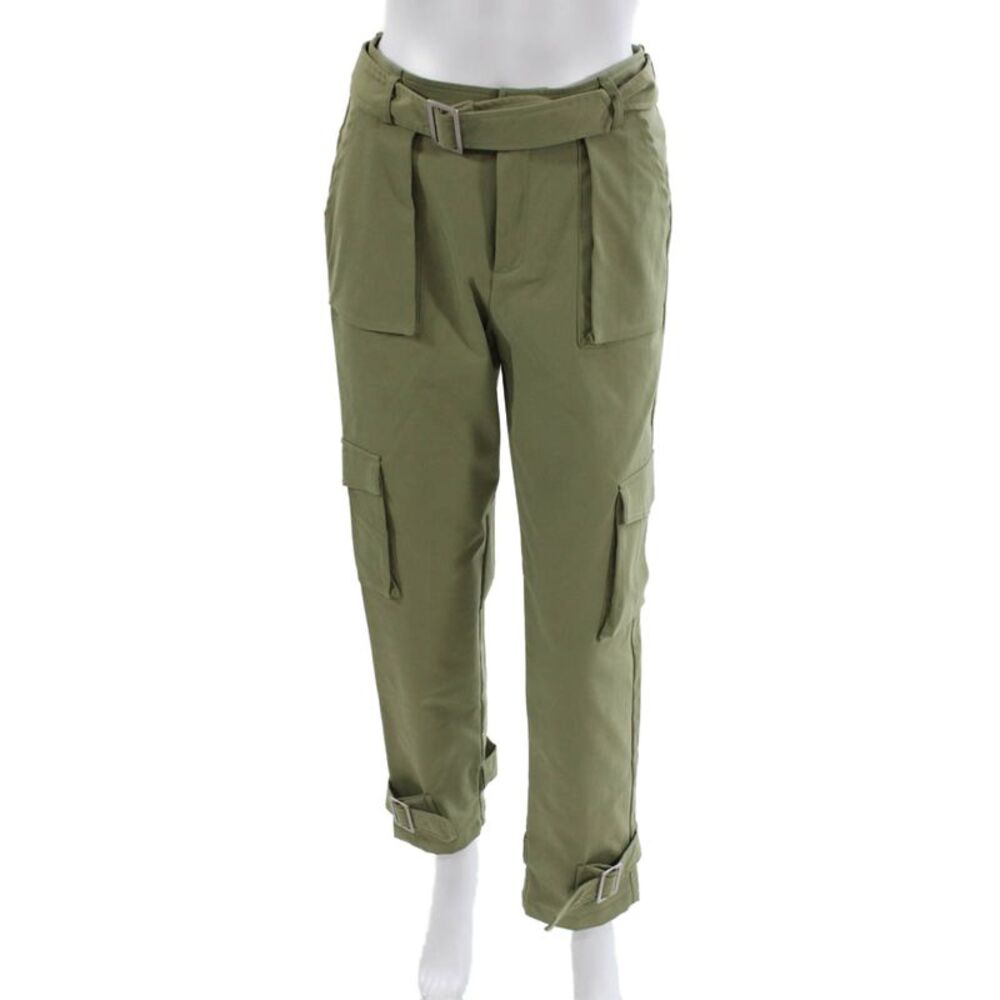 Choosy Womens Cargo Pants Green Rayon Blend Zip Size 2